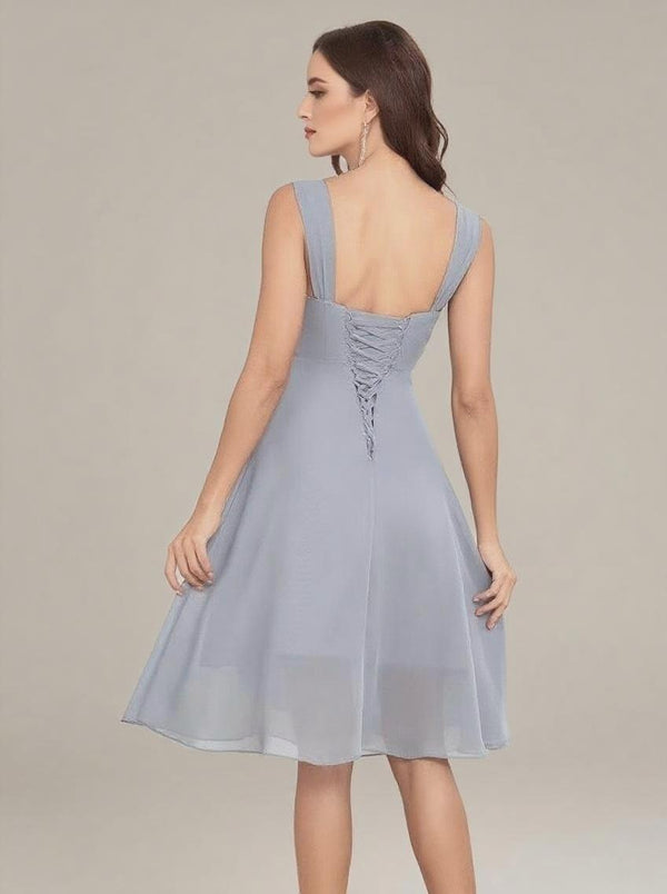 Half Sleeve Chiffon Formal Evening Dress