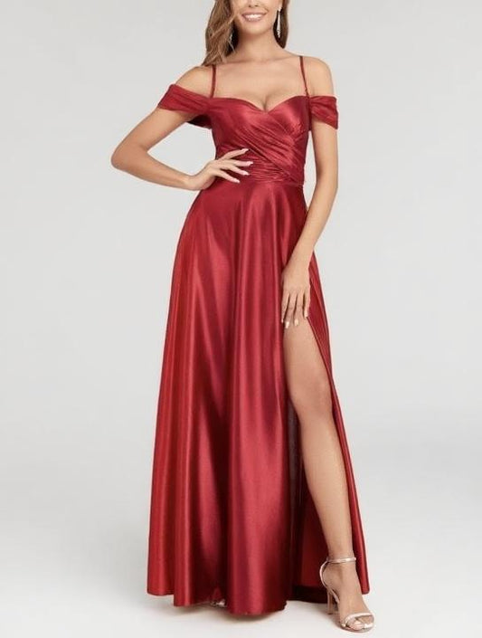 Off the shoulder Satin Bridesmaid dress ankle length