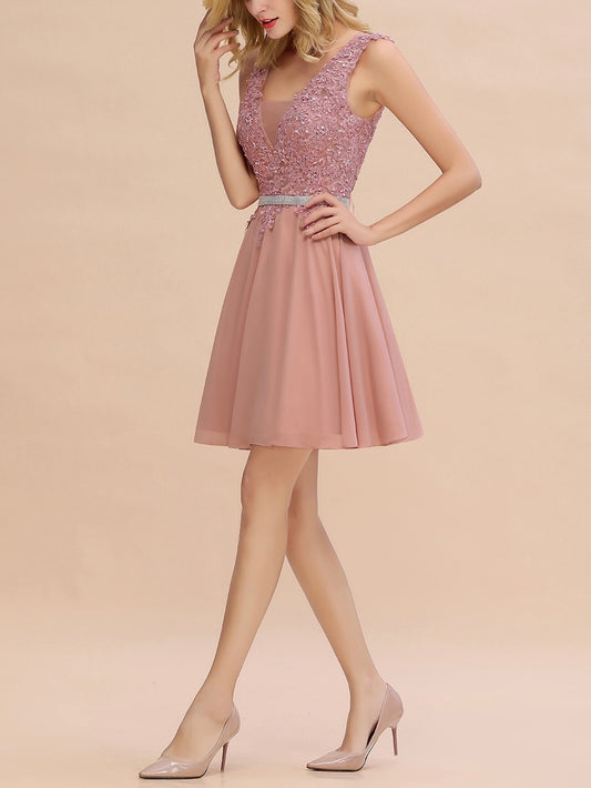 Gorgeous Lace designed sleeveless thigh length Party Dress