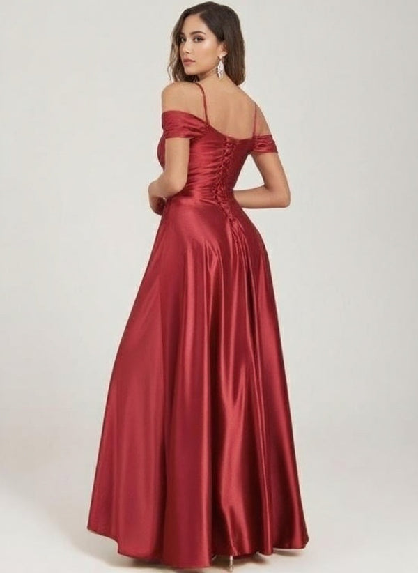 Off the shoulder Satin Bridesmaid dress ankle length