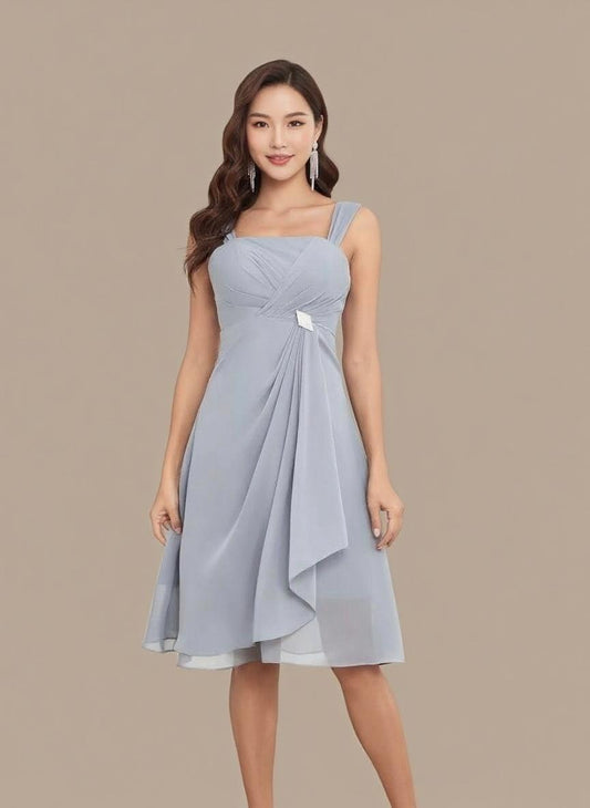 Half Sleeve Chiffon Formal Evening Dress