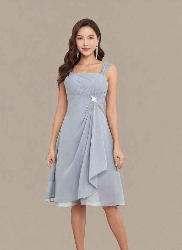 Half Sleeve Chiffon Formal Evening Dress