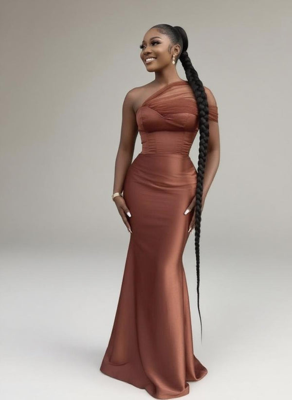 One Shoulder floor lenth Bridesmaid dress