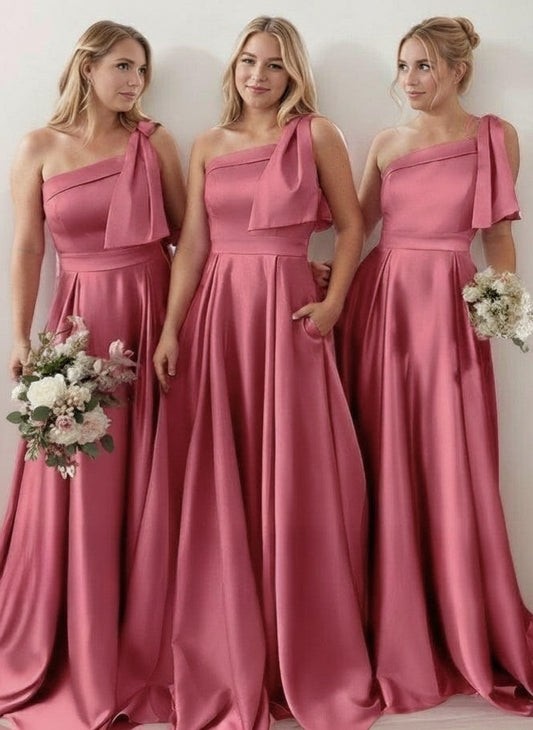 Off The Shoulder Satin Bridesmaid Dress