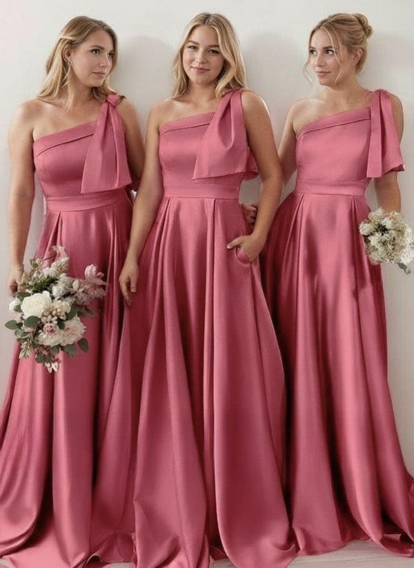 Off The Shoulder Satin Bridesmaid Dress