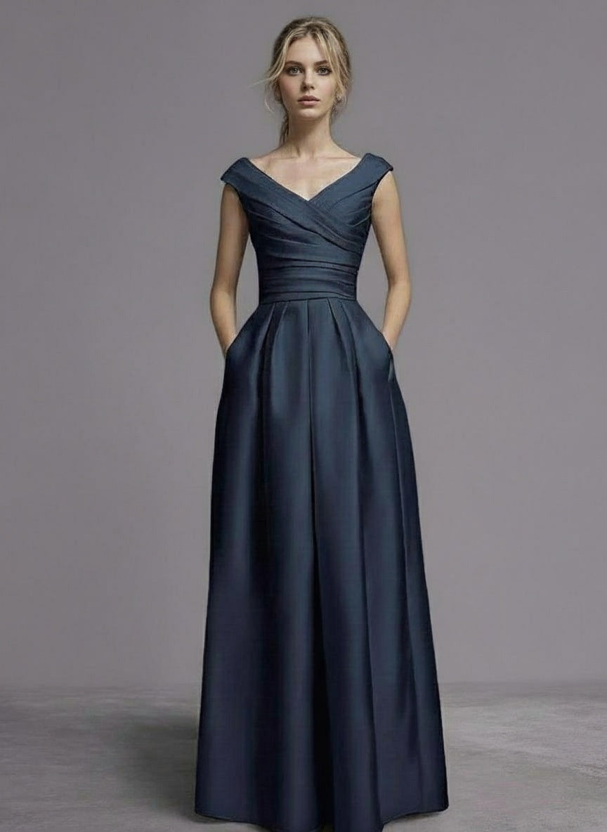 Satin Floor length elegant looking sleeveless bridesmaid dress