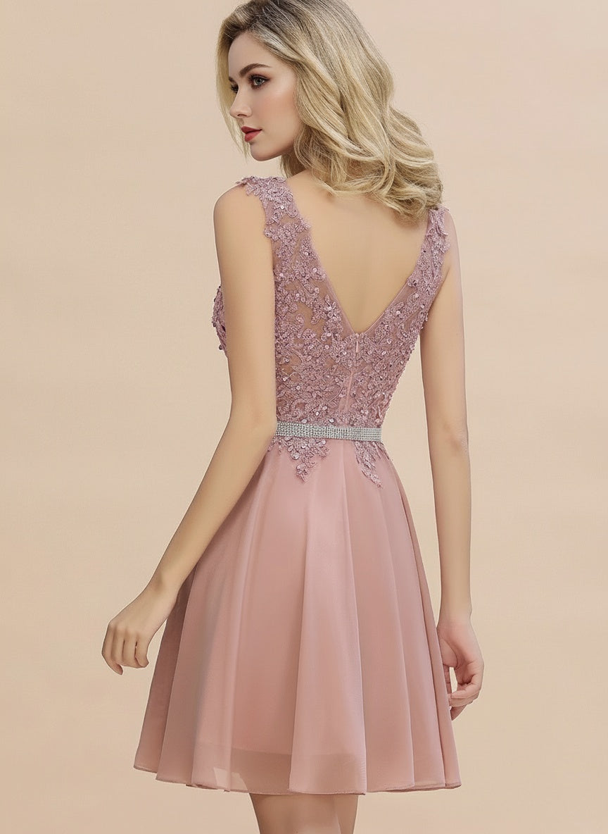 Gorgeous Lace designed sleeveless thigh length Party Dress