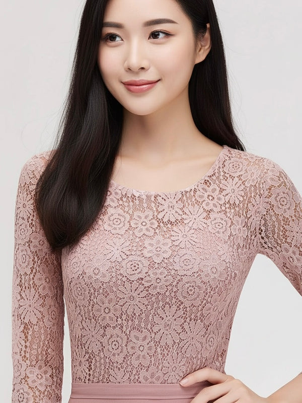 Long Sleeve Floral style evening dress.