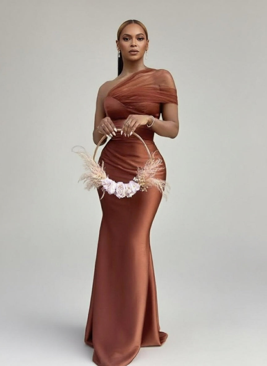 One Shoulder floor lenth Bridesmaid dress