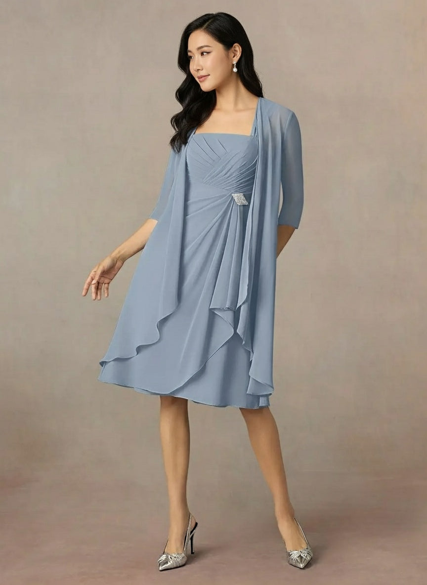 Sleveless square neck party Dress