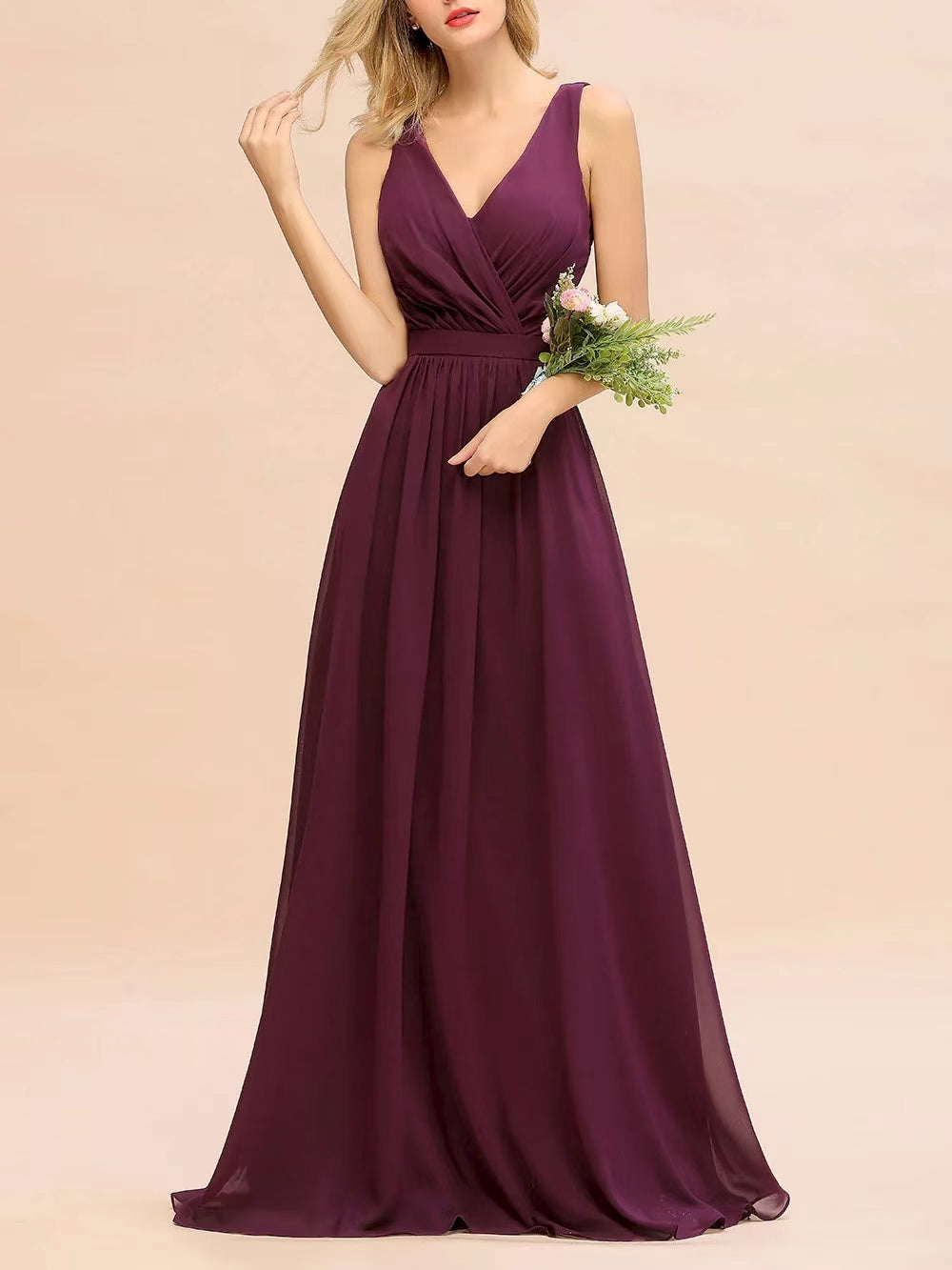 Sleeveles stylish bridesmaid gown