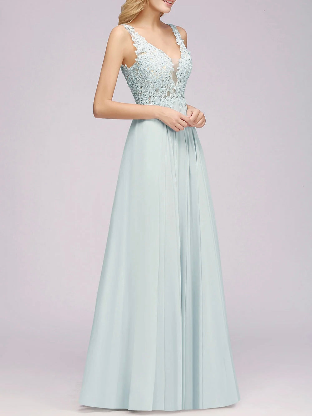 Delicate lace designed party gown