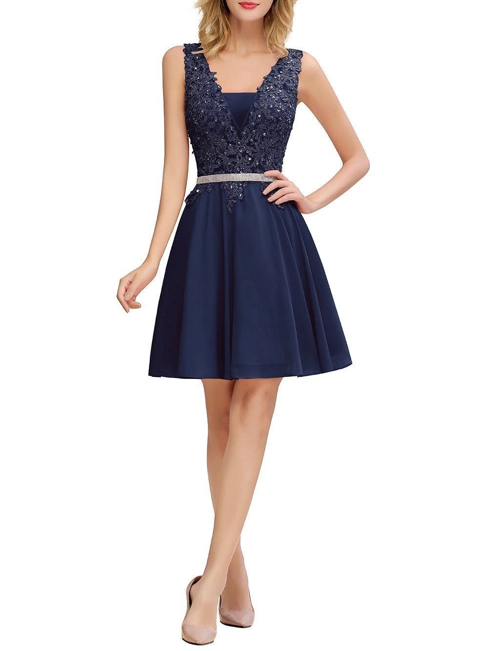 Gorgeous Lace designed sleeveless thigh length Party Dress