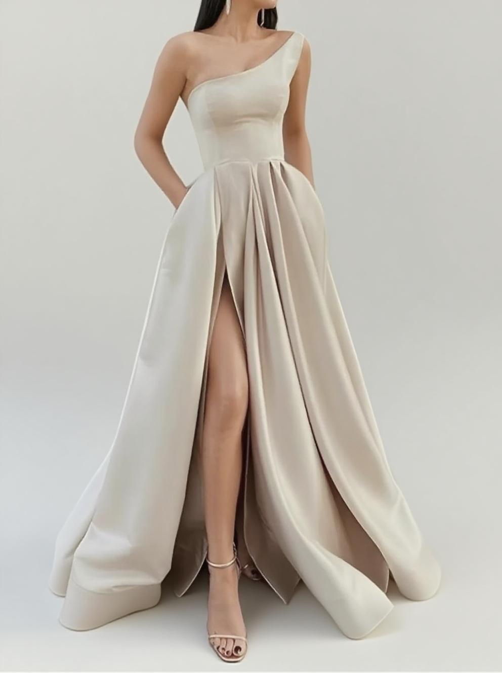 Satin One Shoulder floor length bridesmaid dress